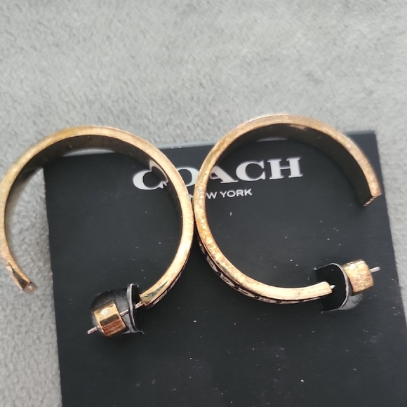 Coach Gold and Black Hoop Earrings - Picture 4 of 4